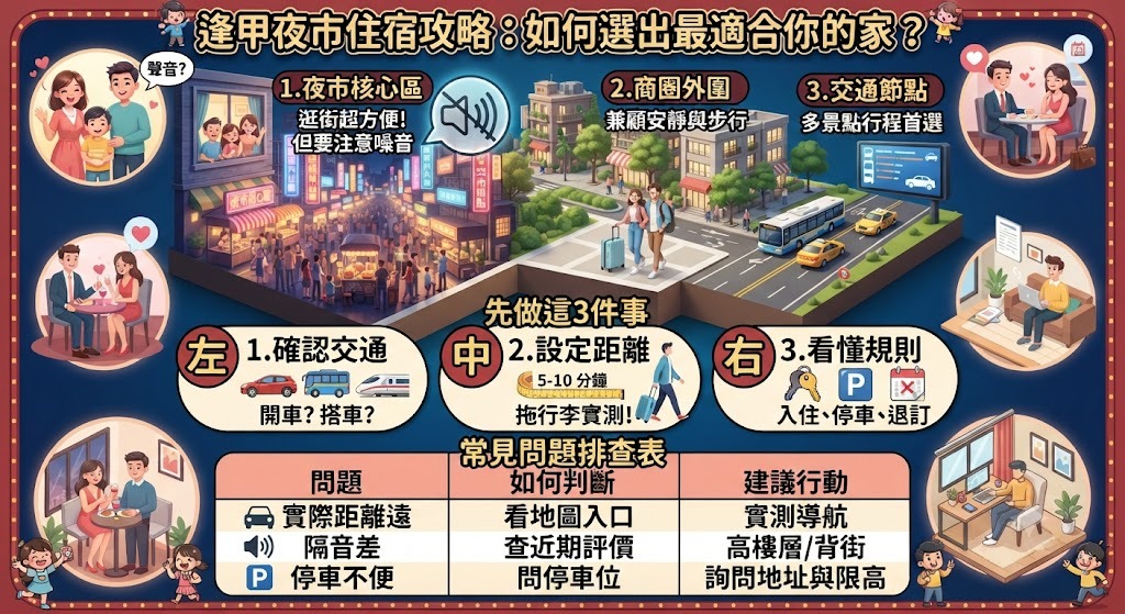 逢甲夜市住宿怎麼選?交通、停車、房型與訂房注意事項一次看